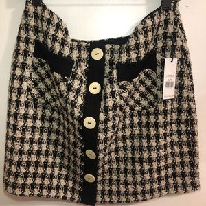 Black and Cream Tweed Mini Skirt